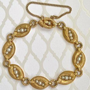 SOLD La Triomphe 14K Yellow Gold and Pearl Bracelet